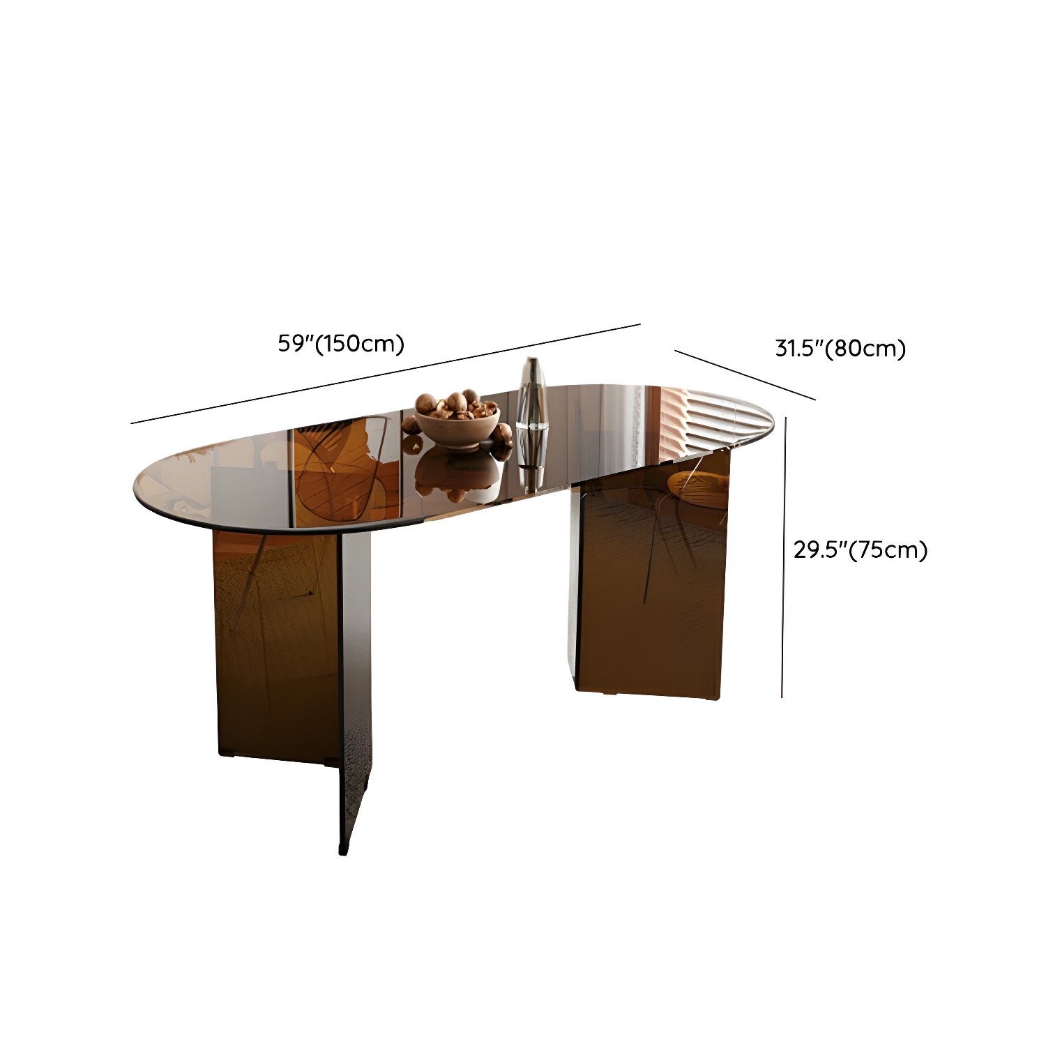 Elegant Glass Oval Dining Set in Brown - Includes Modern Chairs - image 12