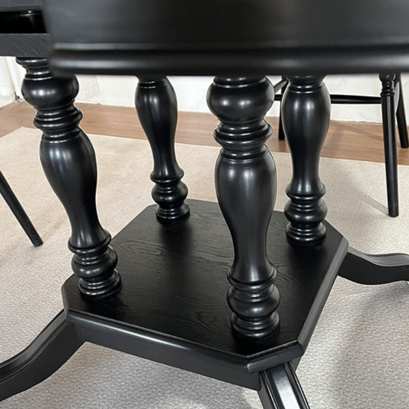 Minimalist Dark Wood Dining Table Set with Wood Slab, 4 Legs, Padded Chair, and Back - image 5