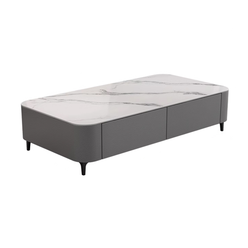 Four Leg Non-Upholstered Modern Metal Coffee Table with Storage and Drawers Standard Size - image 6