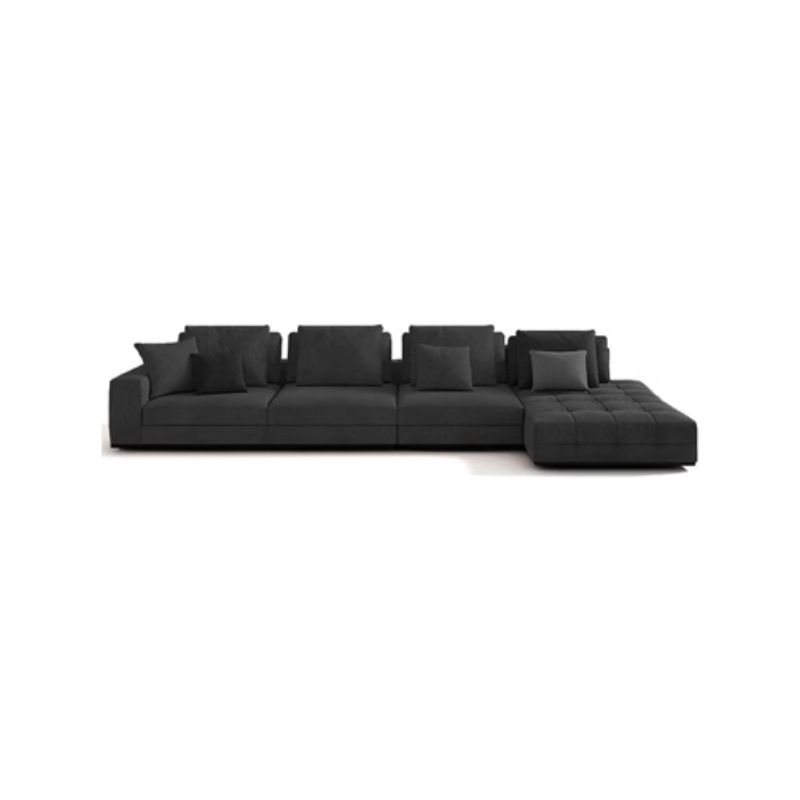 L-Shape Corner Sectional in Dark with Button-tufted Upholstery