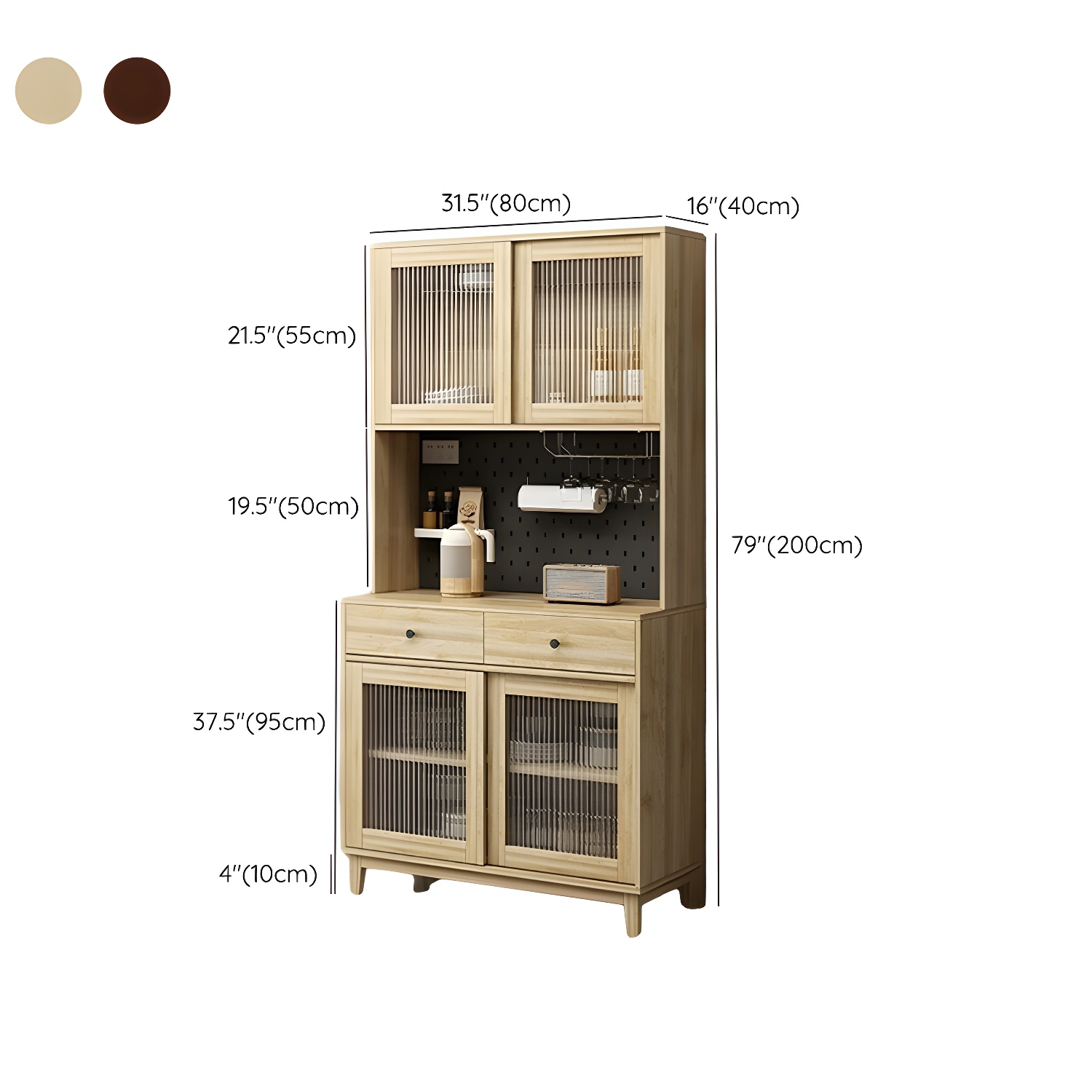 Contemporary Wood Buffet with Glass Doors and 3 Storage Drawers - image 17