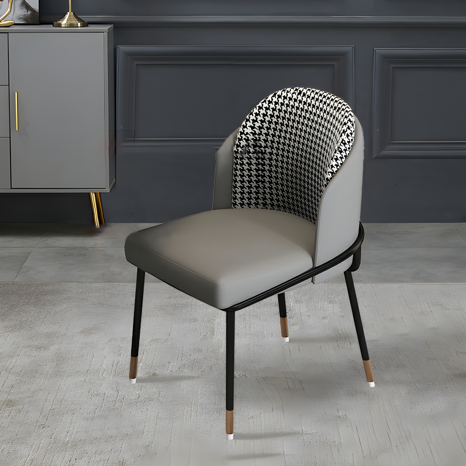 Glam Low-Back Upholstered Chair with Sleek Black Metal Legs for Kitchen & Dining - image 11