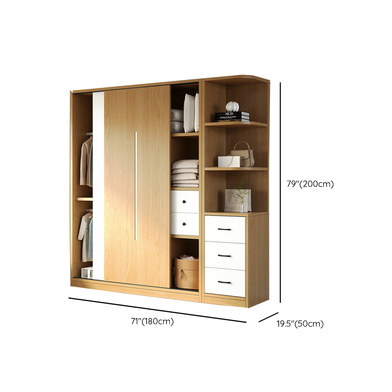 Natural Color Minimalist Cabinet Armoire with Soft Close Drawer, Soft Close Door & Interior Shelves - image 23