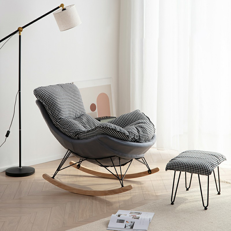 Modern Upholstered Rocking Chair Set with Slipcover and Ottoman - image 3