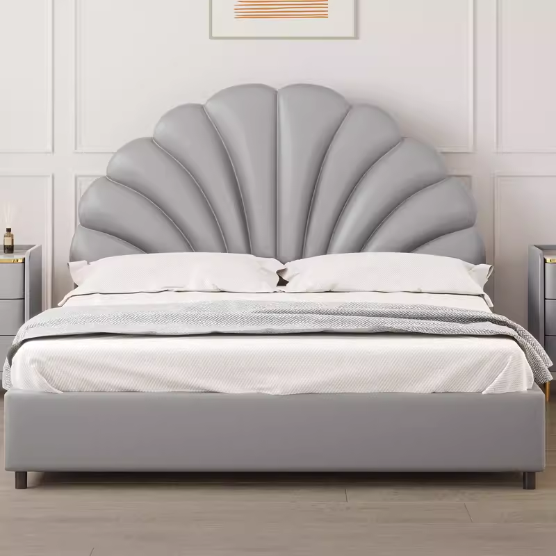 Modish Style Panel Headboard with No Distressing in Timber, Featuring Arched Shape for Twin XL/Full/Queen Bed, Sponge Upholstery Fill, Standard Height - image 3