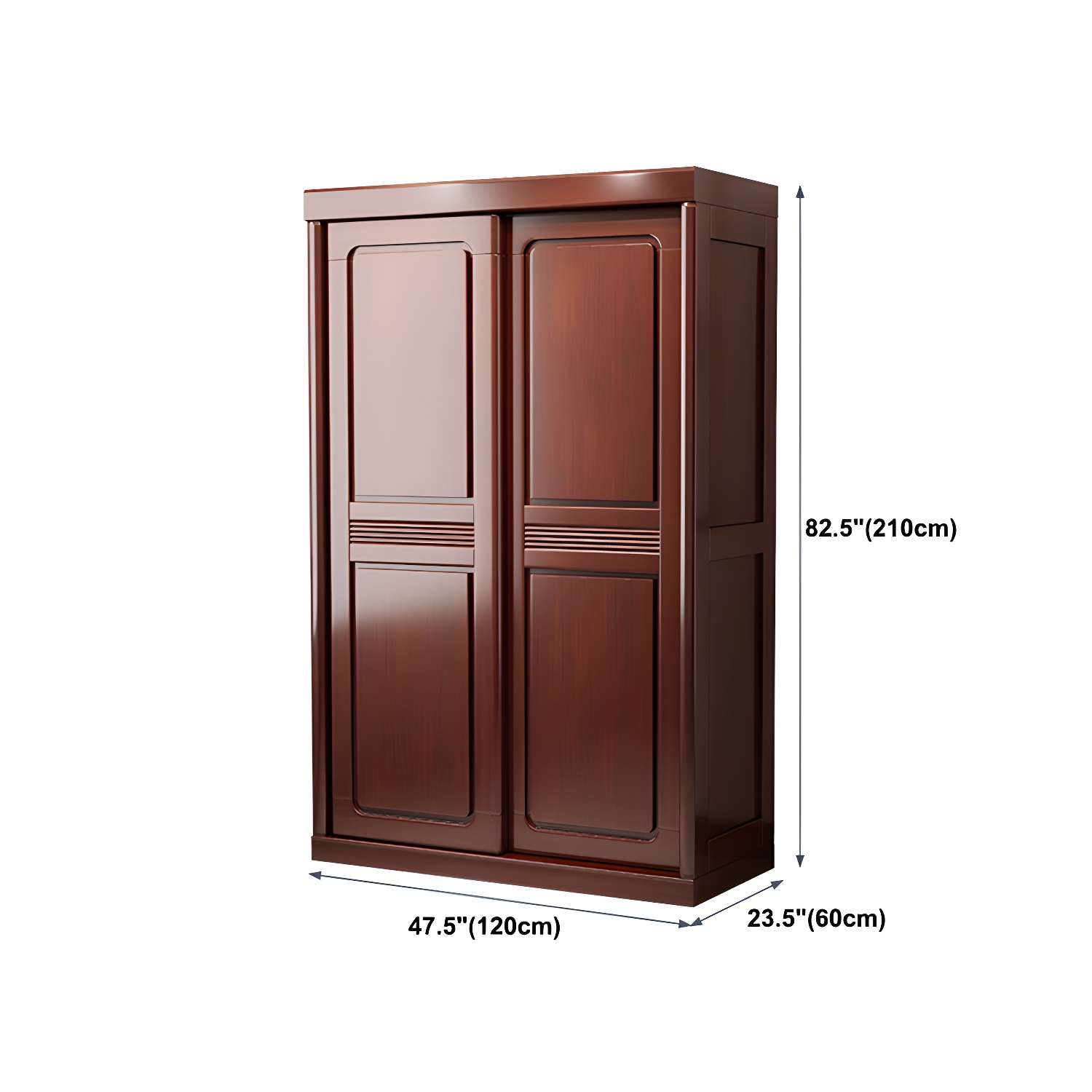 Traditional Wardrobe Cabinet Rubberwood Brown Wardrobe Armoire - image 14