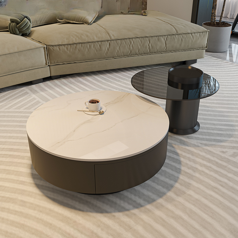 Double Nesting/Single Accent Table Set with Rounded Top and 2 Drawers - image 5