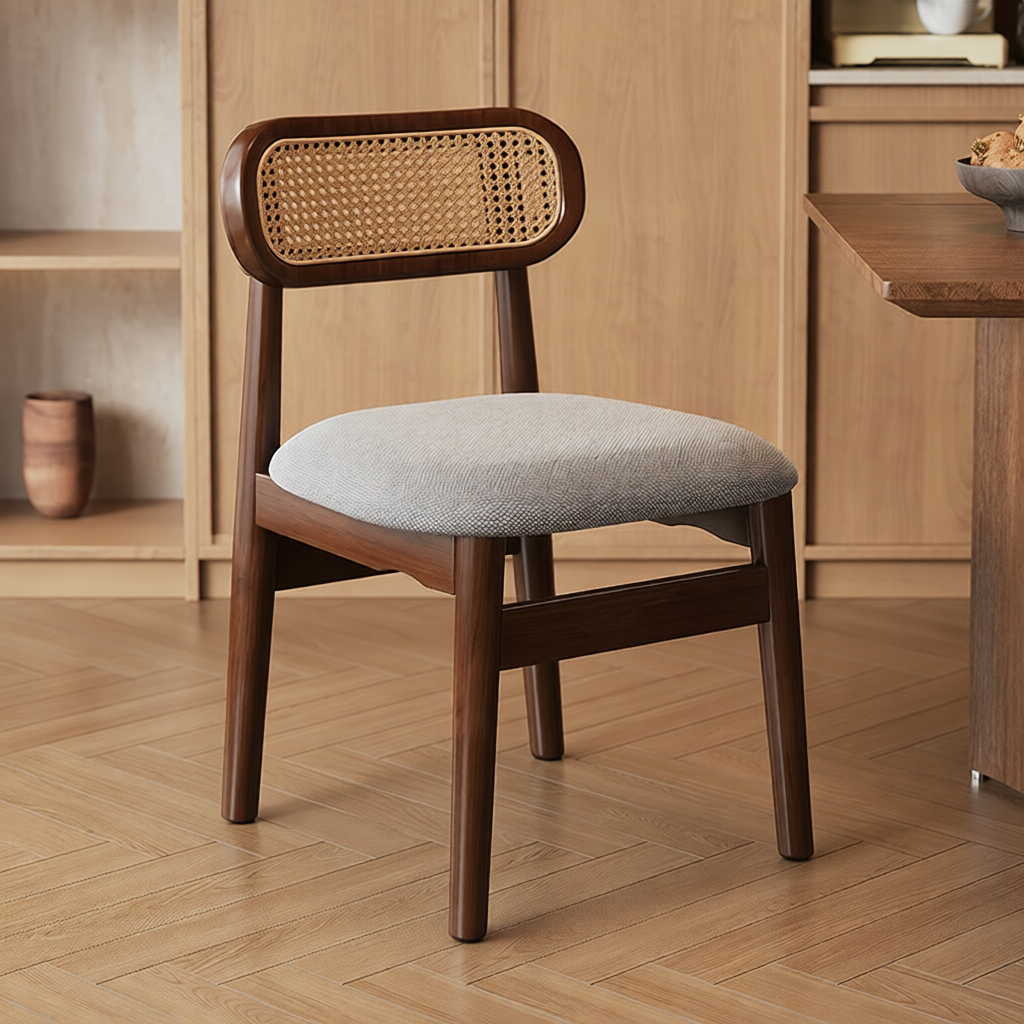 Simple Drawing Room Side Chair with Exposed Back, Upholstered Seat, and Wooden Legs - image 8