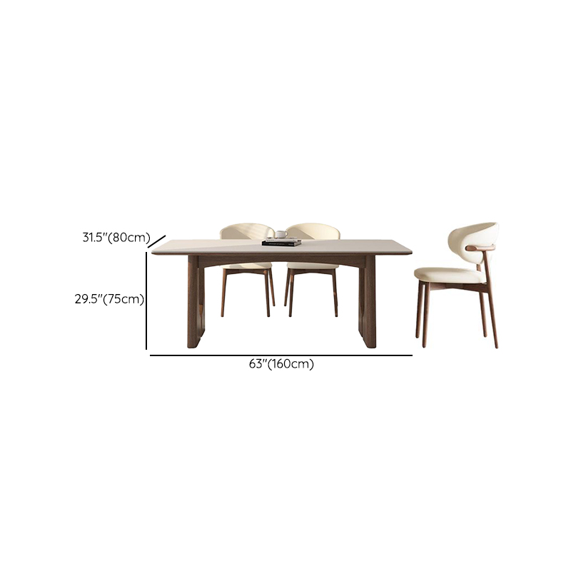 Dining Table Set with Slate Two-sided Pedestal, Upholstered Back, Fixed Table, Padded Chair, and White Top - image 17