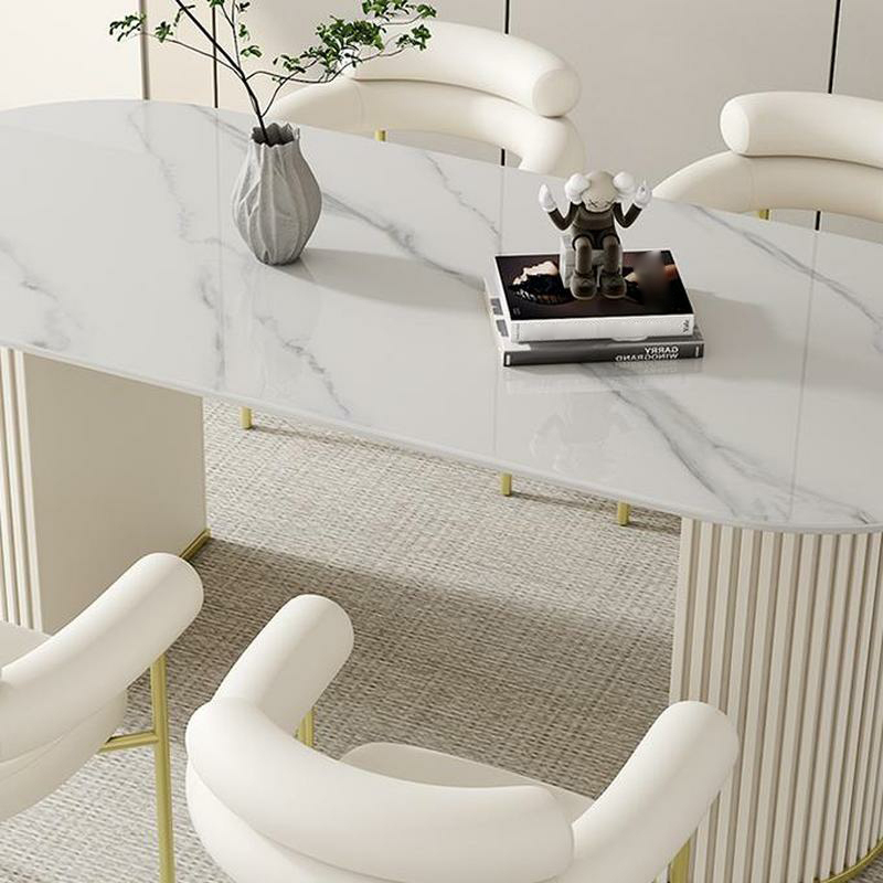 Contemporary Stone Top Oval Dining Table with Metal Legs for Dining Room - image 10