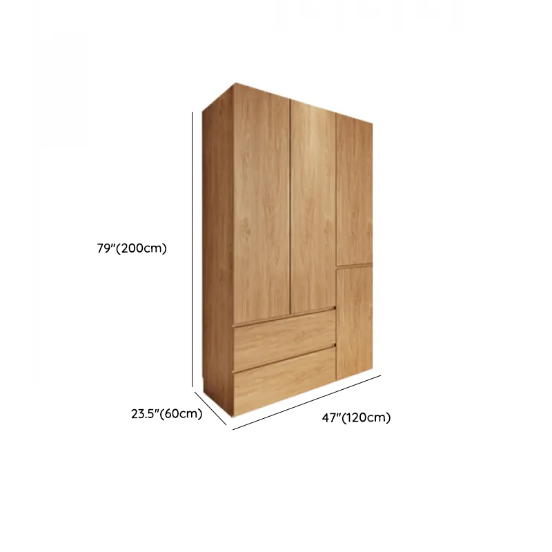 Wood Grain Minimalist Wooden Wardrobe Closet with Soft Close Drawer, Soft Close Door, Interior Shelves, and Clothing Rod - image 8
