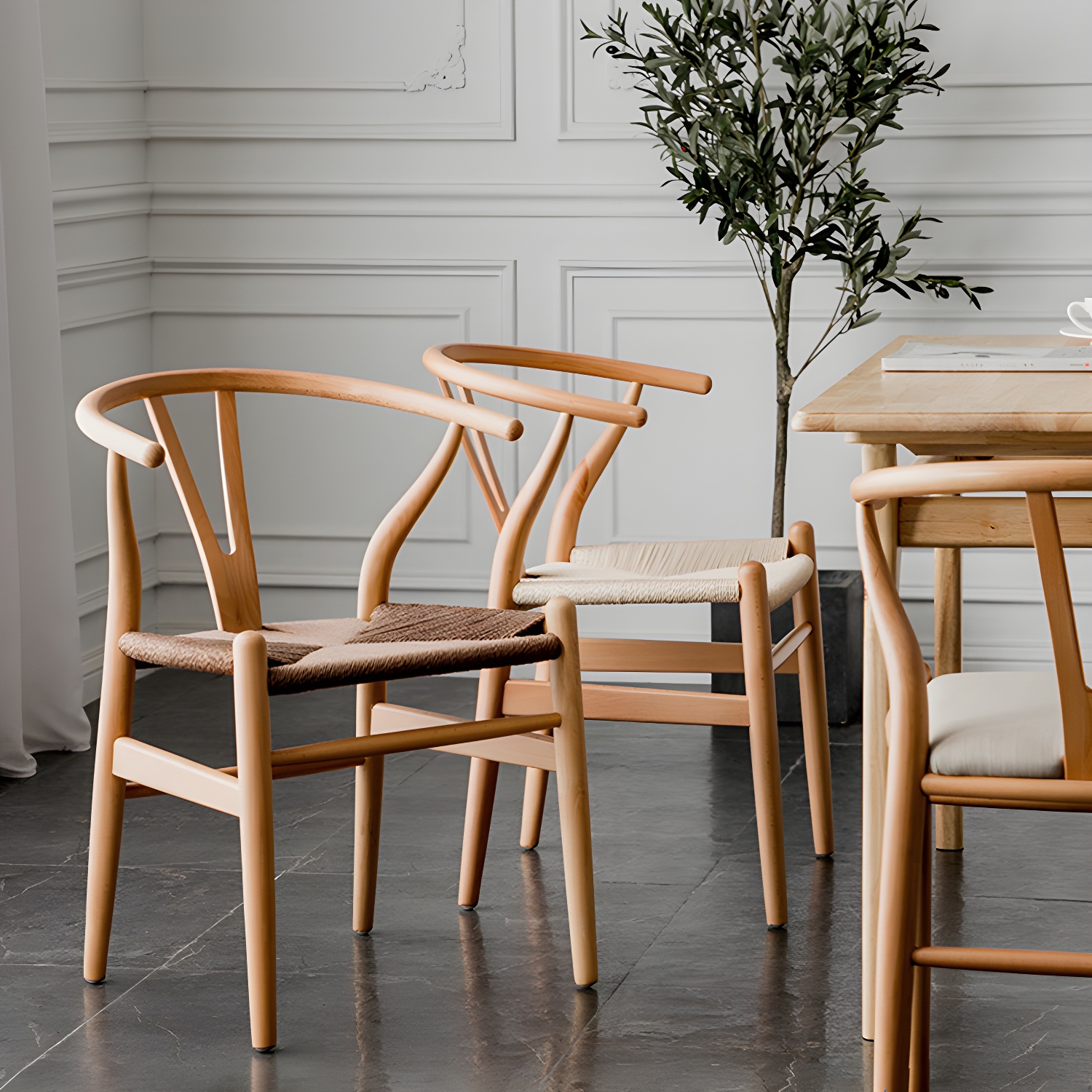 Scandinavian Style Wood Dining Chair Dining Room Wishbone Chair with Arm - image 18