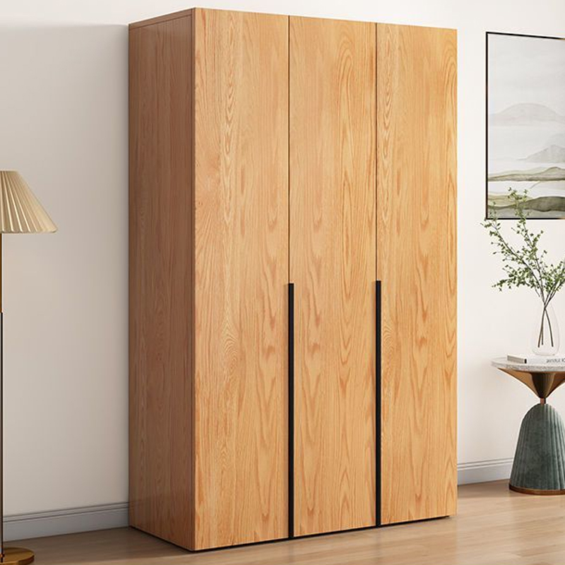 Natural Wood Freestanding Wardrobe Closet with Natural Doors - image 7