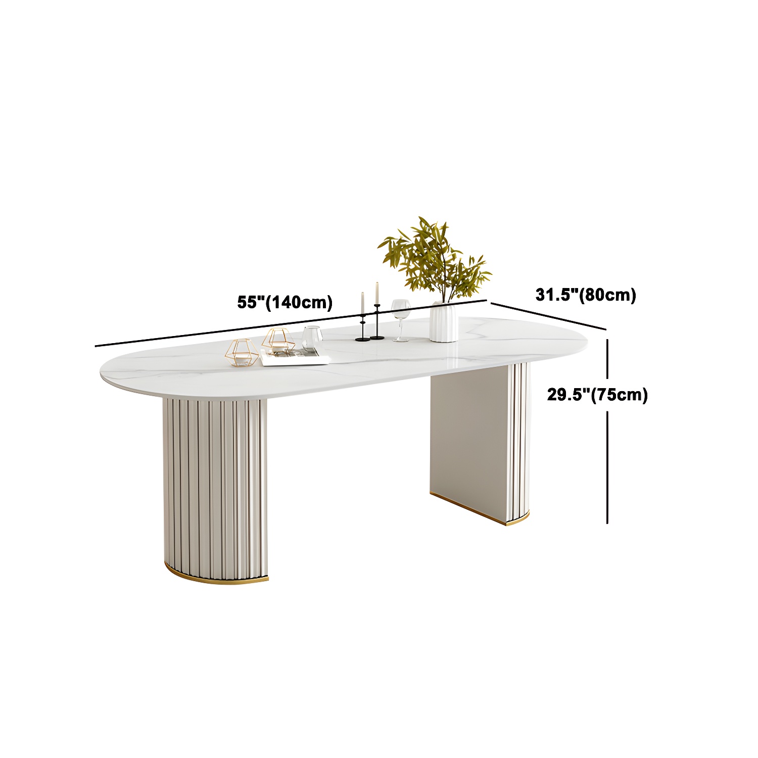 Glam White Sintered Stone Dining Table Set Oval 1/2/5/7 Pieces Dining Set for Home Use - image 12