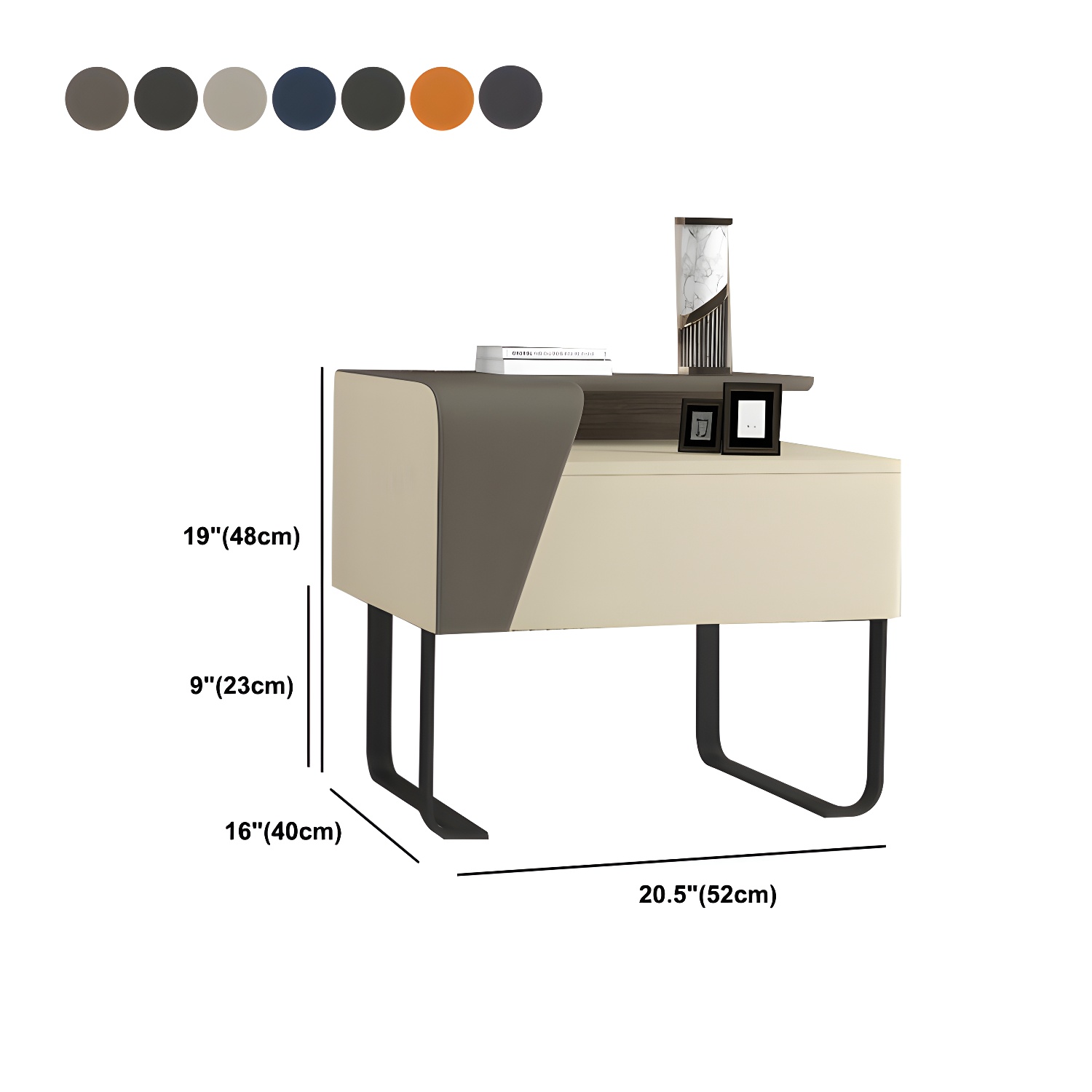 Modern Wooden Nightstand 19" Tall Sled Bedside Cabinet with Drawer - image 19
