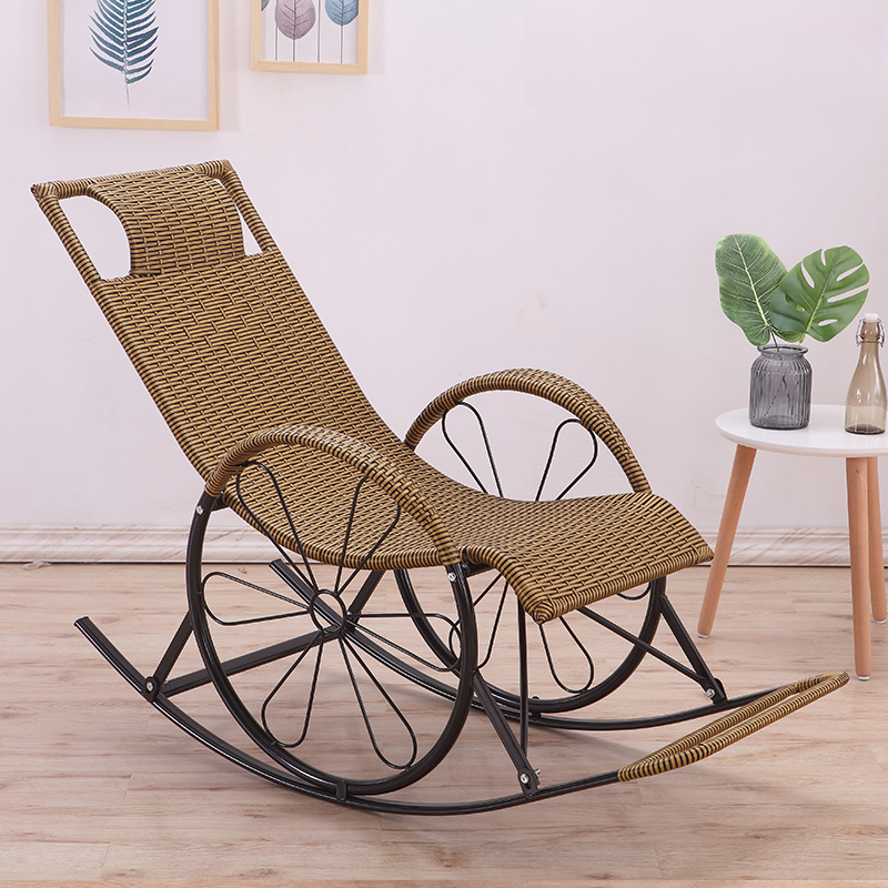 Ergonomic Wicker Front Porch Rocking Chairs with Rear Back, Stationary - image 3