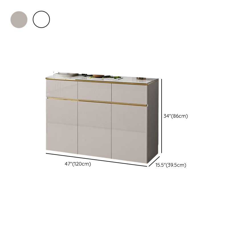 Elegant Standalone Sideboard with 5 Drawers, 5 Doors, and Faux Marble Countertop - image 10