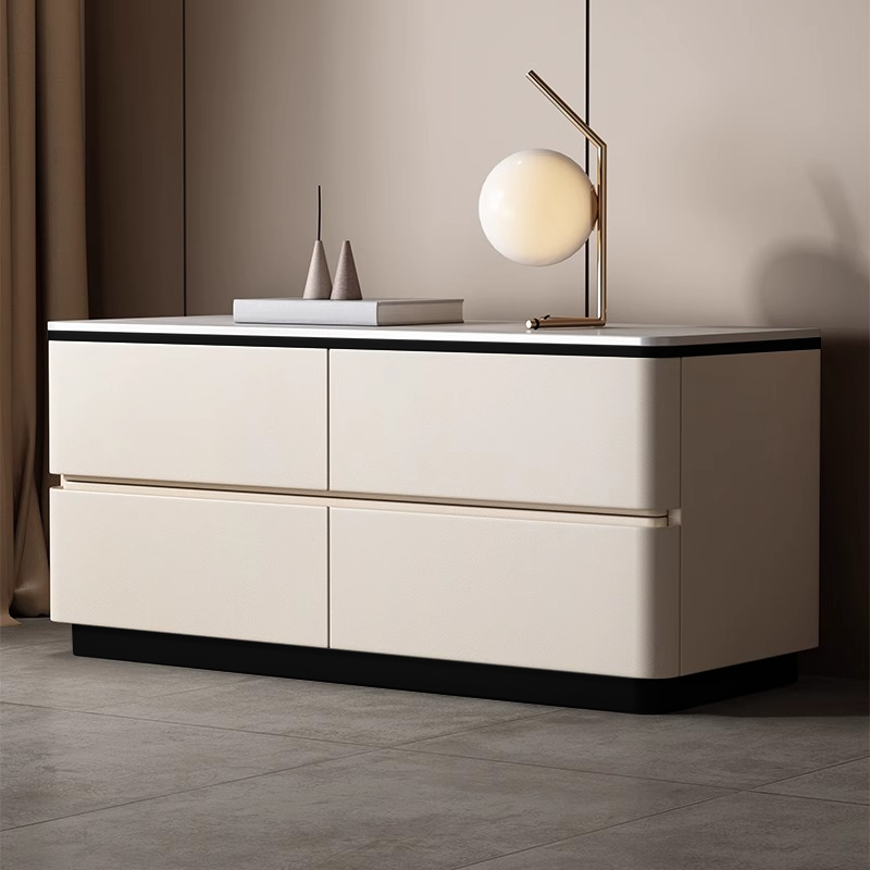 Modish Nightstand With Drawer Organization with 4 Drawers and Stone Tabletop - image 6