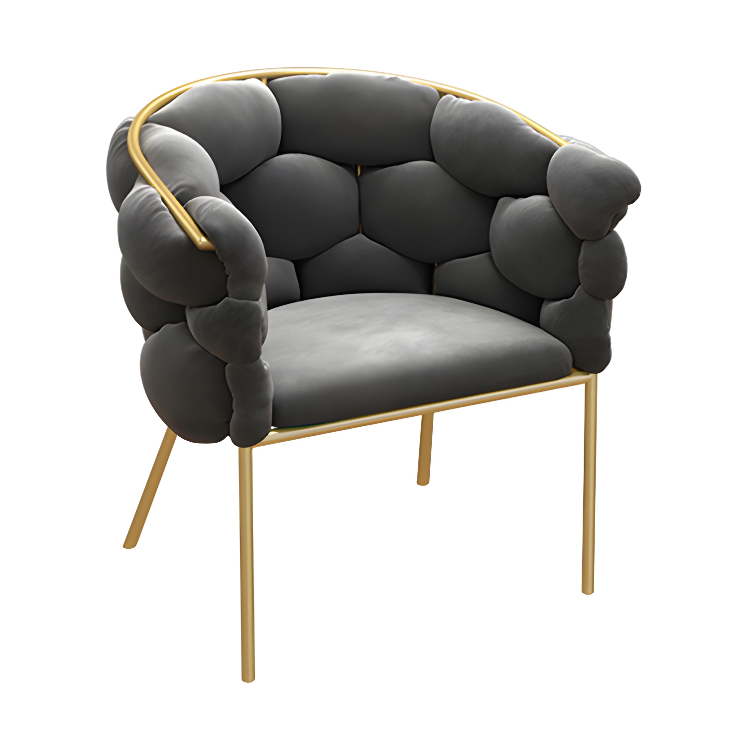 Glam Style Upholstered Gold Base Dining Arm Chair for Dining Room