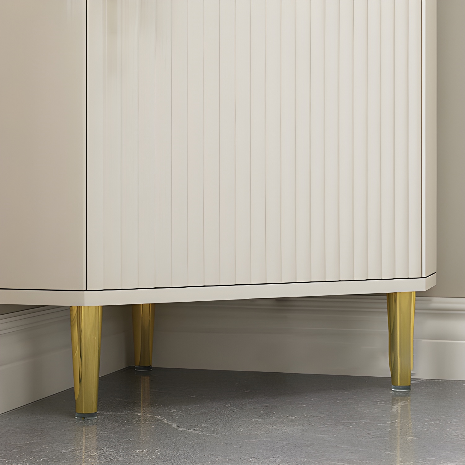 White Corner Modern Accent Cabinet with Stone Countertop, Glass Doors, and Cabinet Included - image 11