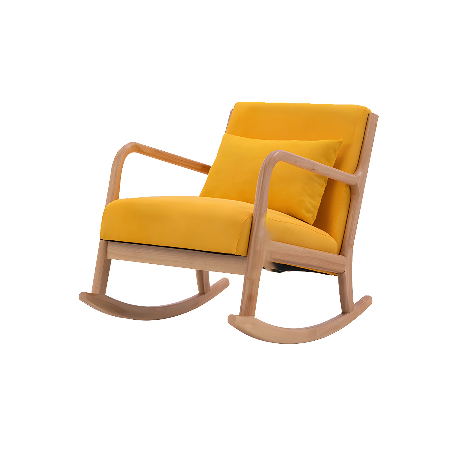Mid-Century Modern Rocking Accent Chair with Solid Wood Frame and a Pillow - image 7