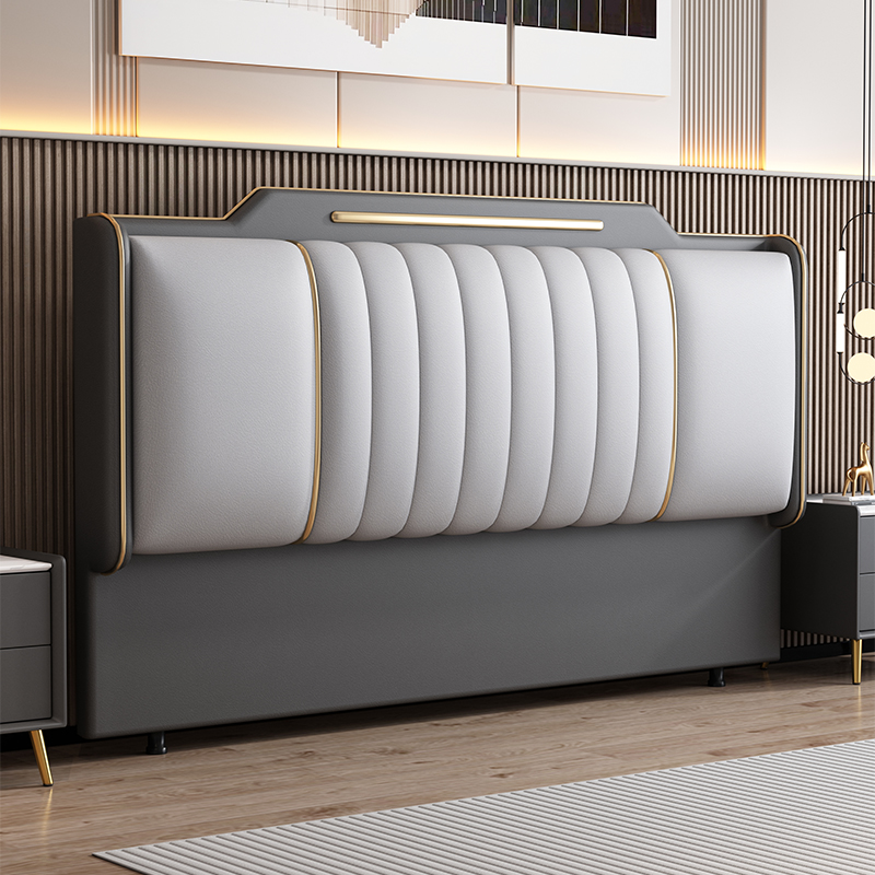 Art Deco Style Panel Headboard in Pine Wood with No Distressing, Camelback Shape for King/Queen/Full Bed, Featuring Sponge Upholstery and Standard Height - image 4