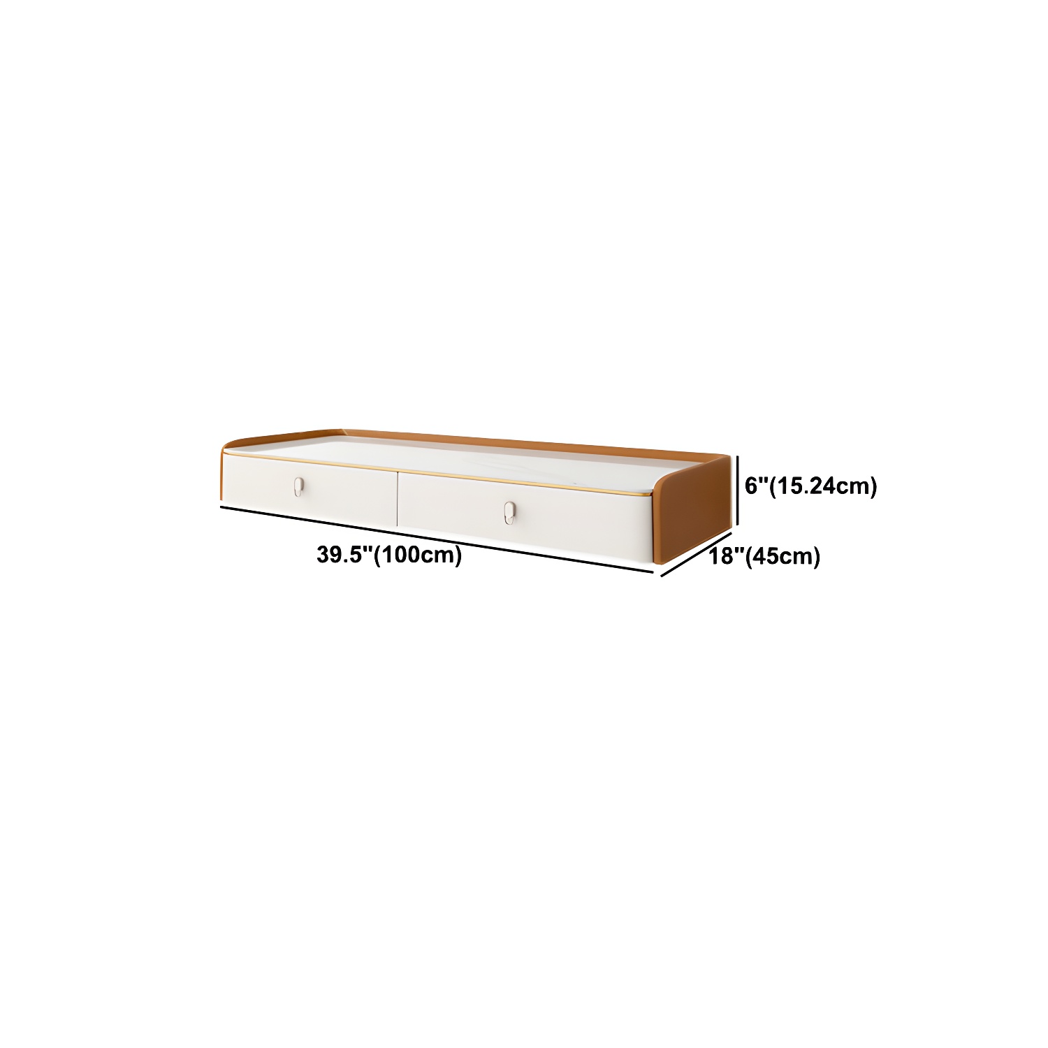 Glam Style Off-white Slate Countertop Wall Mounted with 1/2 Drawer Dresser - image 16