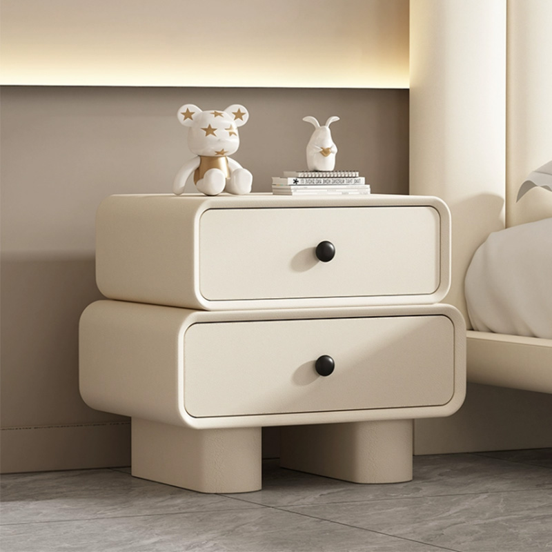 Contemporary Wood Nightstand with Drawer Storage and Faux Leather Countertop - image 6