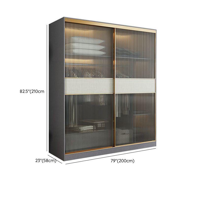 Contemporary Grey Wood Freestanding Cabinet Armoire with Lock, Interior Shelves & Soft Close Drawer - image 16