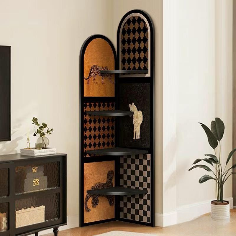 Modern Simple Style Nook Decorative Cabinet with 4 Exterior Shelves, Matte Black Lumber Top - image 3