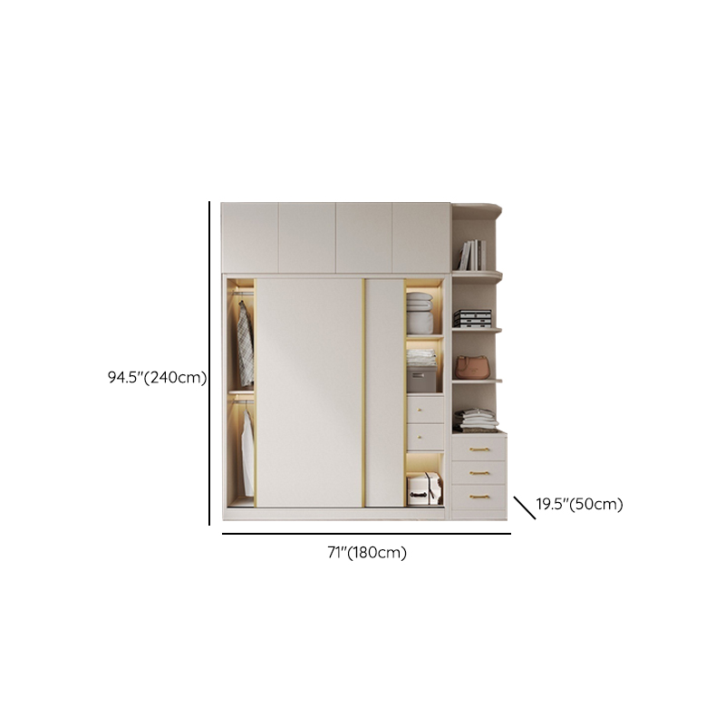 Attractive Modern White Wardrobe Armoire with Clothing Rod & Shelves - image 16