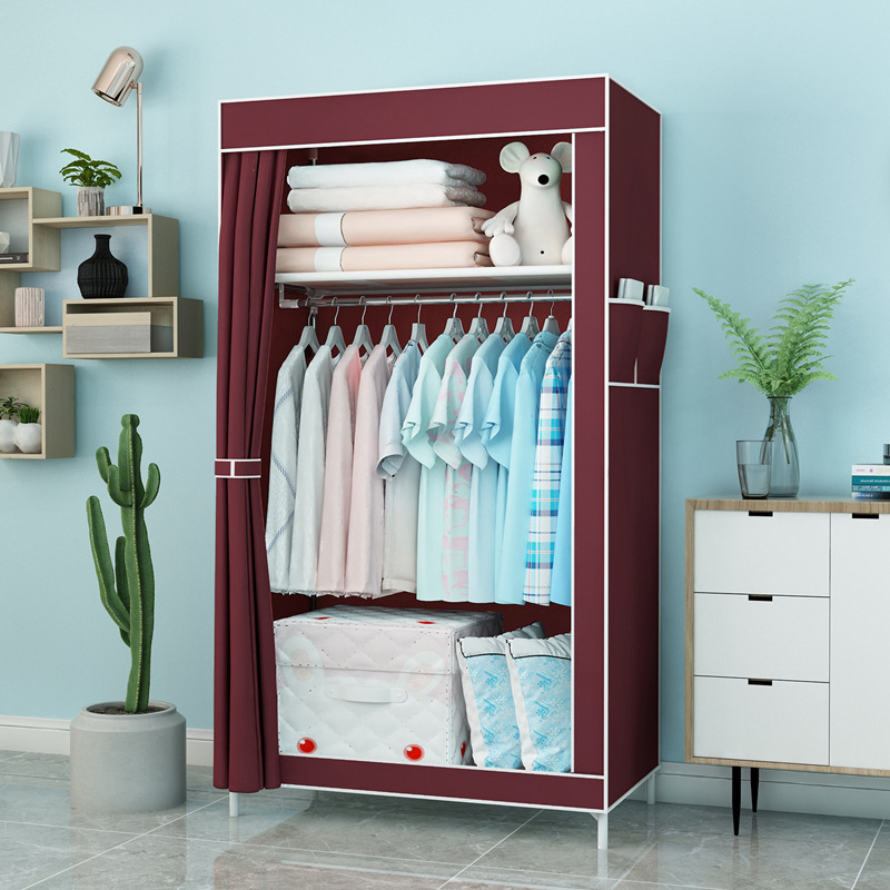 Modish Alloy Unfixed Wardrobe Closet with Interior Shelves and Clothing Rod - image 3