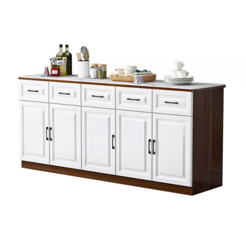 Natural Finish/Light Wood/Ashen Wood Floor Sideboard with Countertop and Kitchen Appliance Storage - image 8