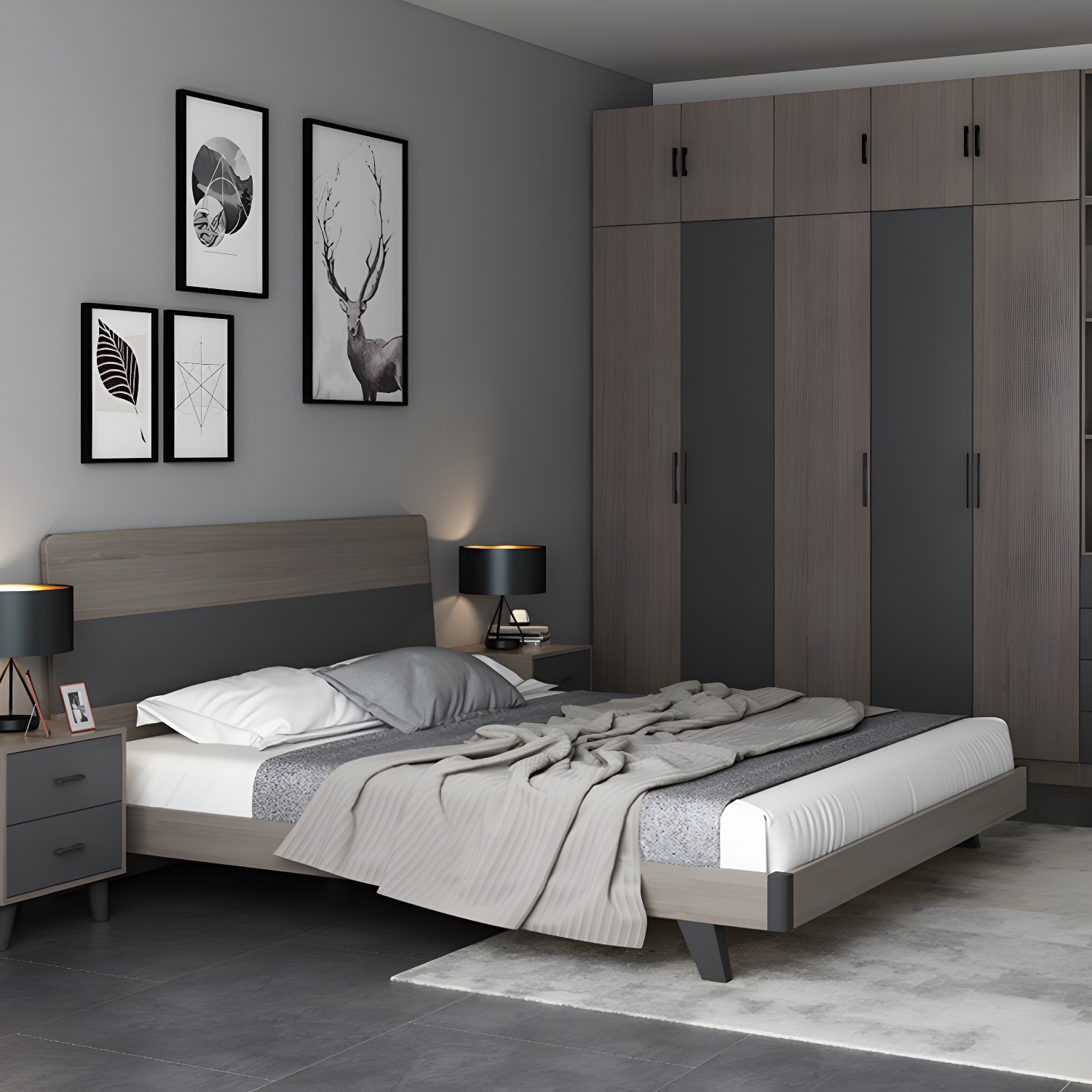 Modern Style Wood Bed with Headboard Low Profile Standard Bed - image 15