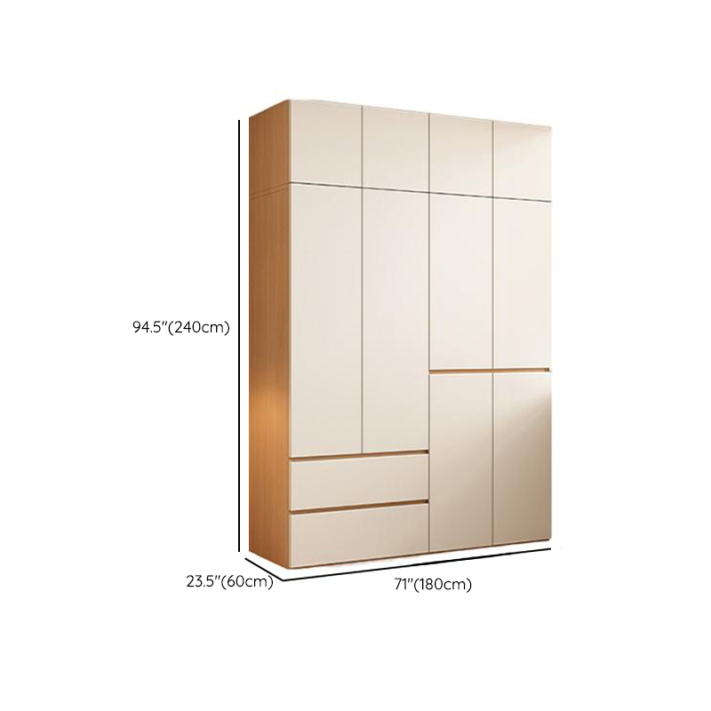 Wood Grain Minimalist Laminate Wardrobe Closet with Soft Close Drawer and Door, Interior Shelves, and Clothing Rod - image 11