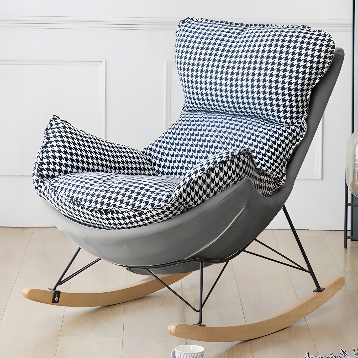 Stylish and Comfortable Modern Upholstered Rocking Chair with Removable Back Cushion - image 4