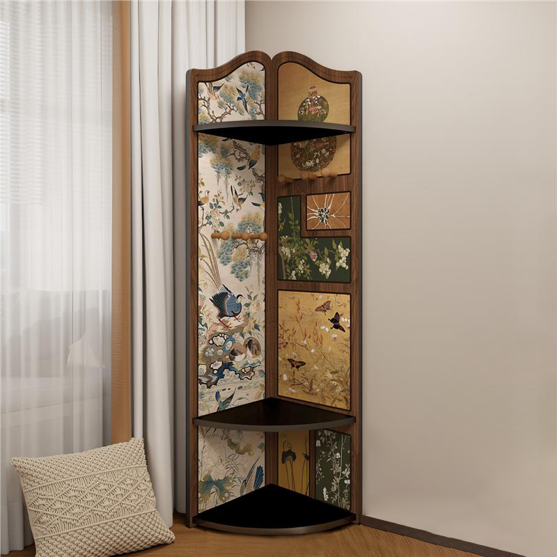 Modern Simple Style Nook Decorative Cabinet with 3/4 Exterior Shelves, Lumber Countertop in Midnight Black
