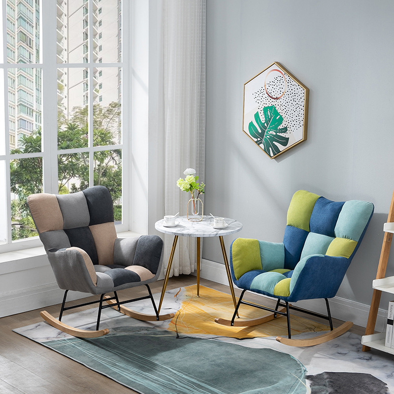 Contemporary Alloy Cushioned Living Room Rocking Chair 2 Piece Set with Footstool & Recessed Arm - image 14