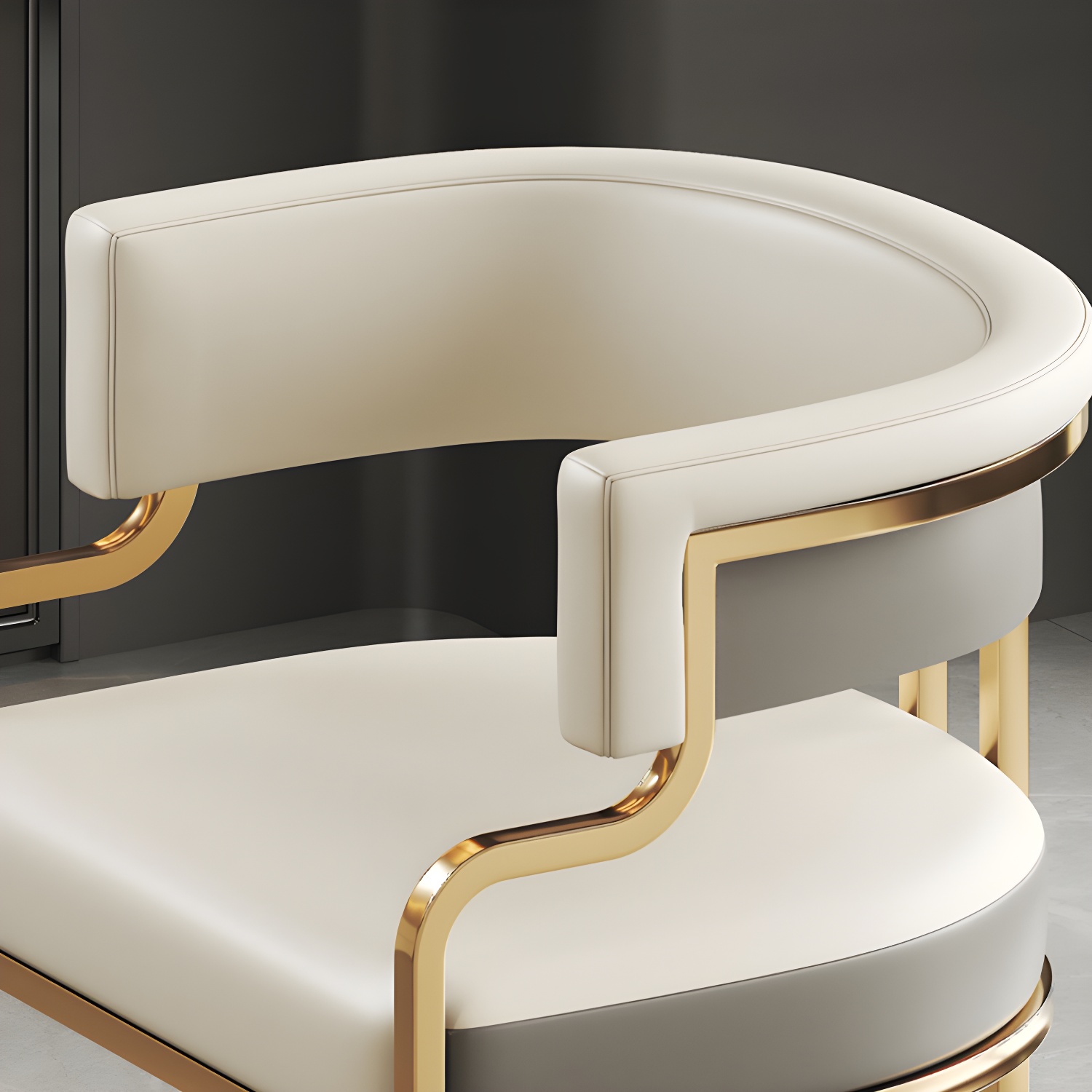 Faux Leather Dining Chairs Glam Style Open Back Armless Chair for Dining Room - image 17