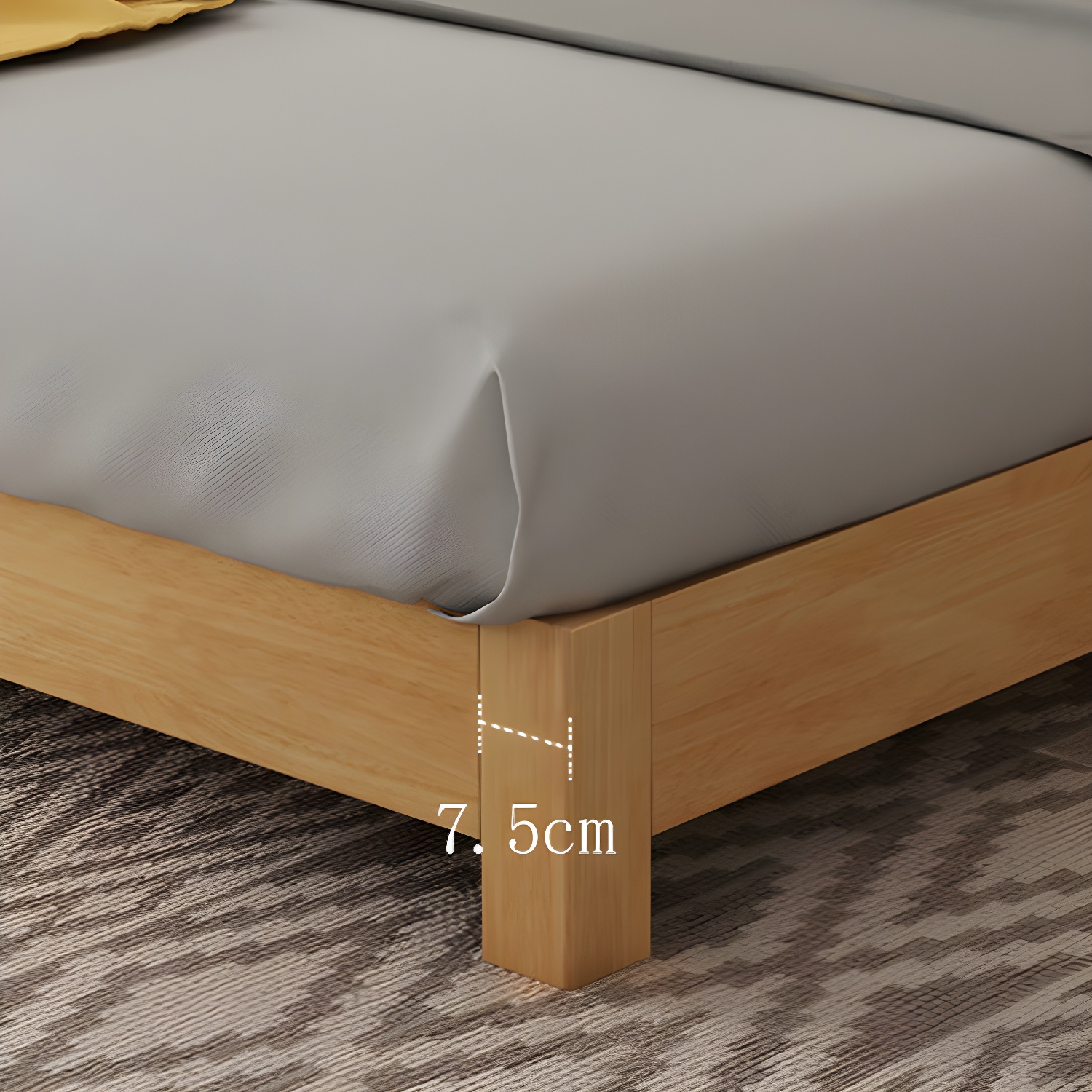 Scandinavian Solid Wood Platform Bed 9.8" H Bed Frame with Mattress - image 9