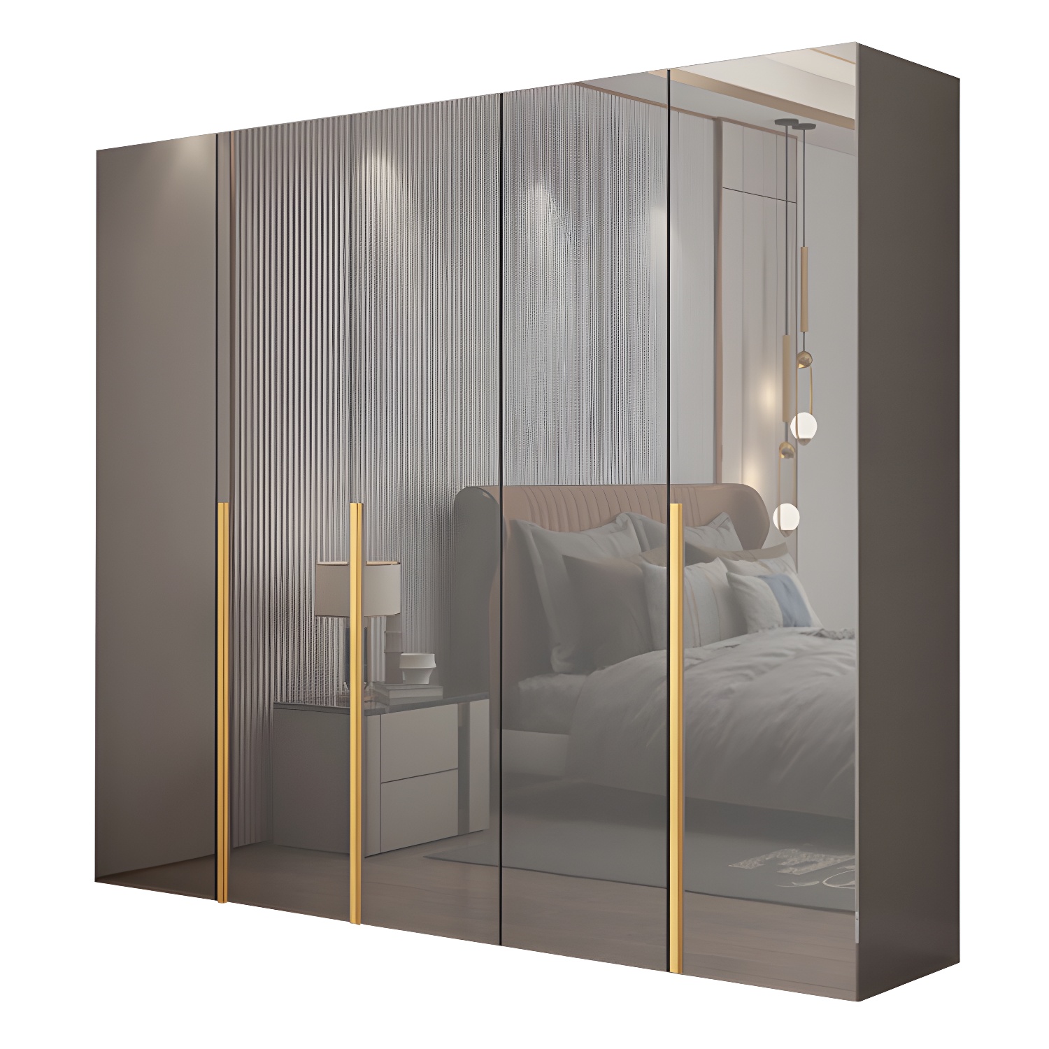 Bedroom Modern Storage Armoire Wooden Wardrobe Cabinet with Garment Rod - image 5