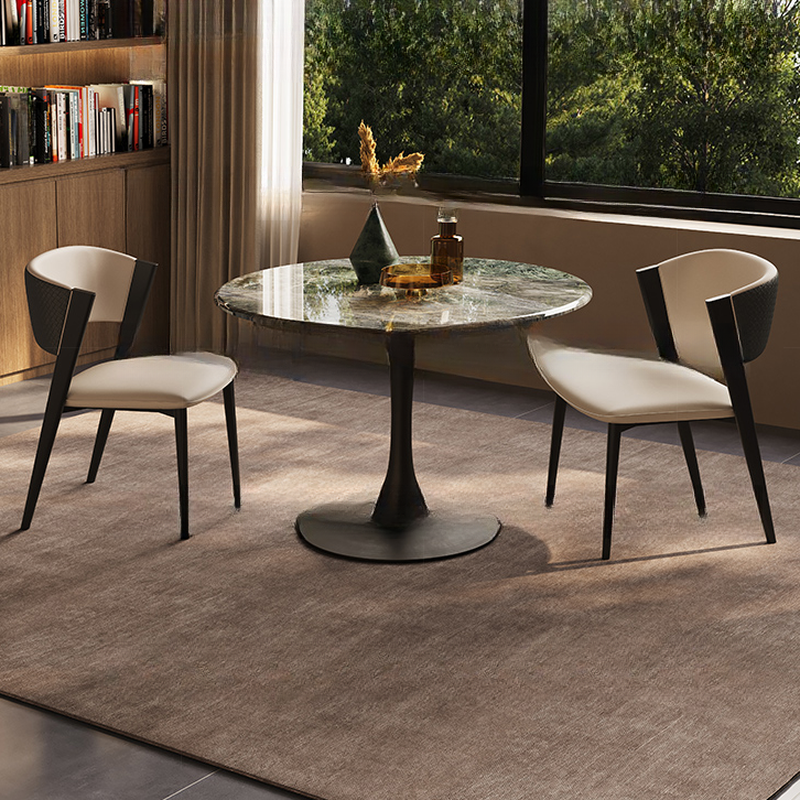 Art Deco Multi-Color Rounded Dining Table with Stone Top, Scratch-immune, Standard Height, Seats 2 - image 8