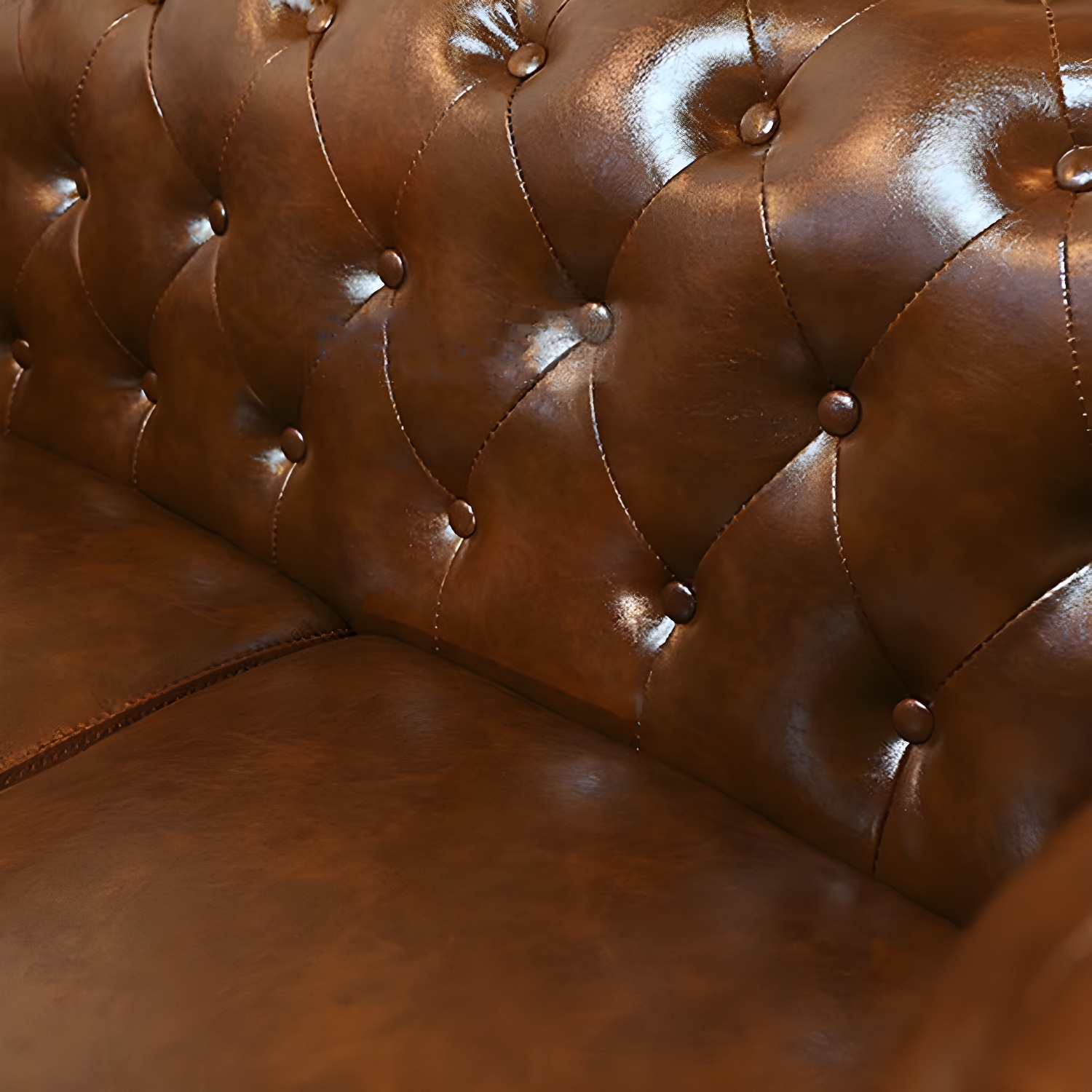 Vintage Leather Chesterfield Sofa 29.53"High Rolled Arm Sofa for Cafe - image 9