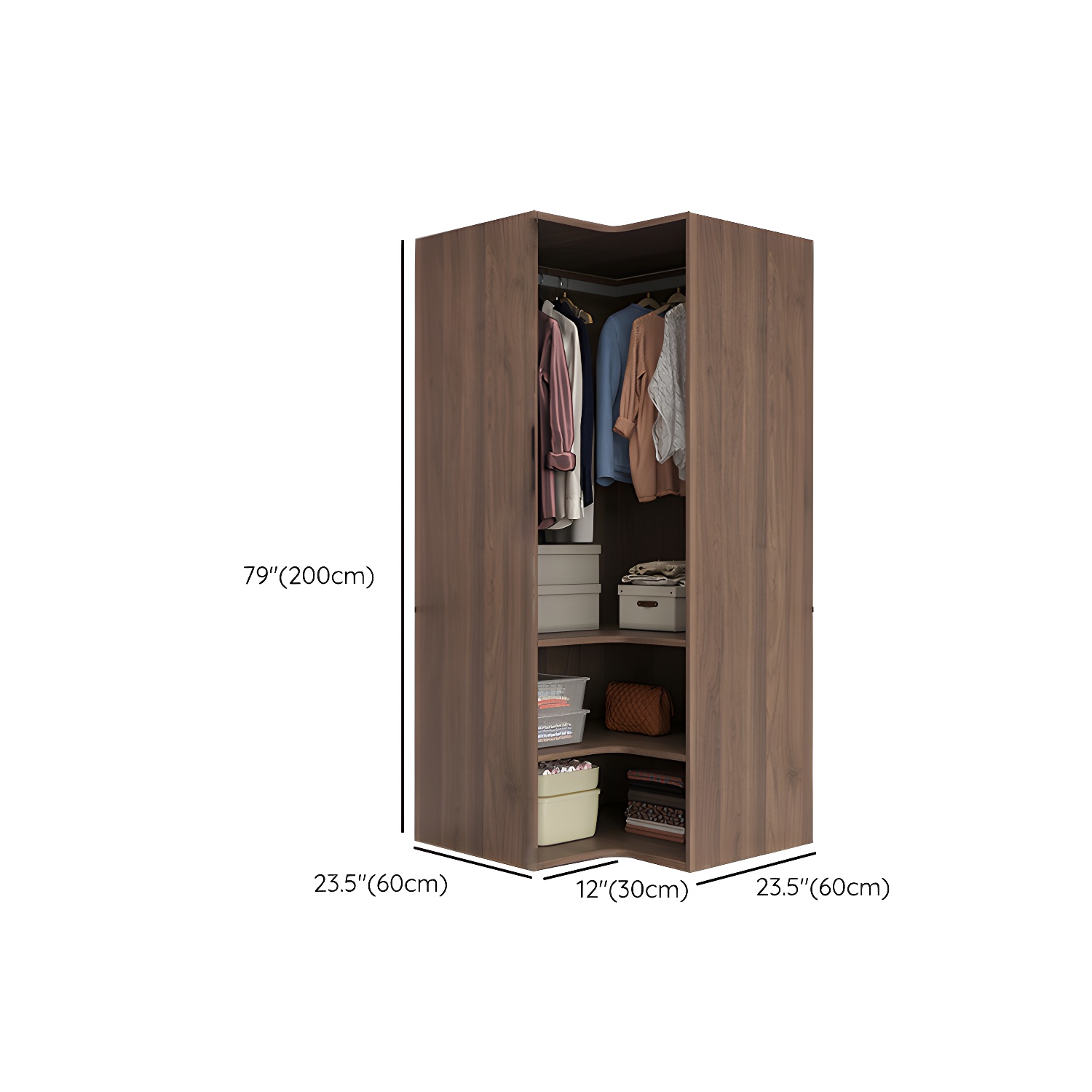 Engineered Wood Armoire Modern Brown Wardrobe Closet with Garment Rod - image 15