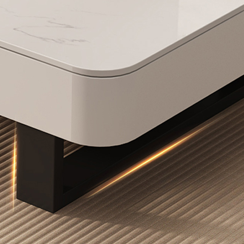 Funky Single Rock Side Table with Toboggan Base, Gray/White Square Top, and 1 Drawer - image 6