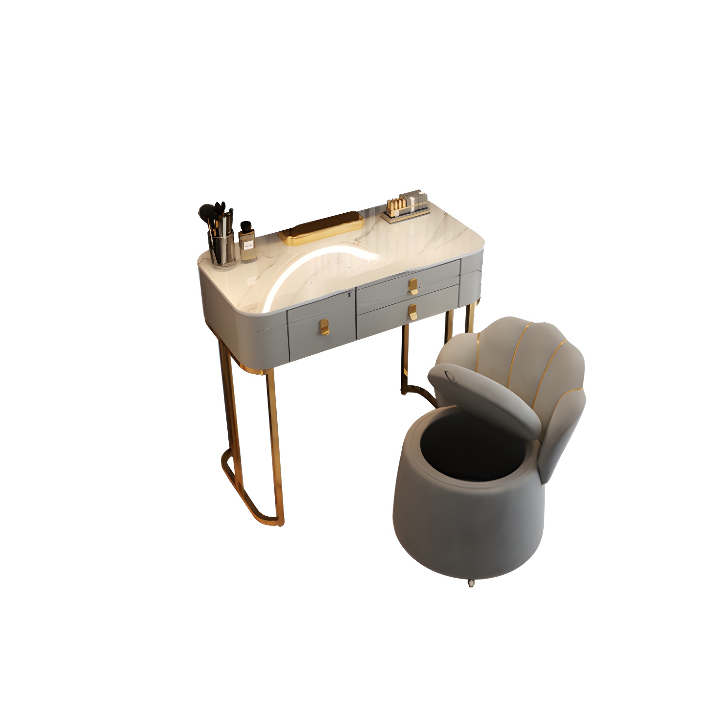 Luxurious Vanity Dressing Table Solid Wood Vanity Set with Stool and Mirror - image 13