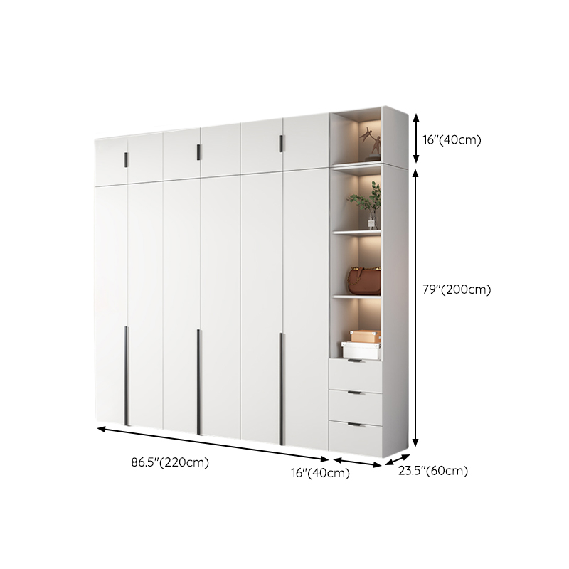 White Wood Wardrobe Armoire with Hinged Doors and Shelves Included - image 34