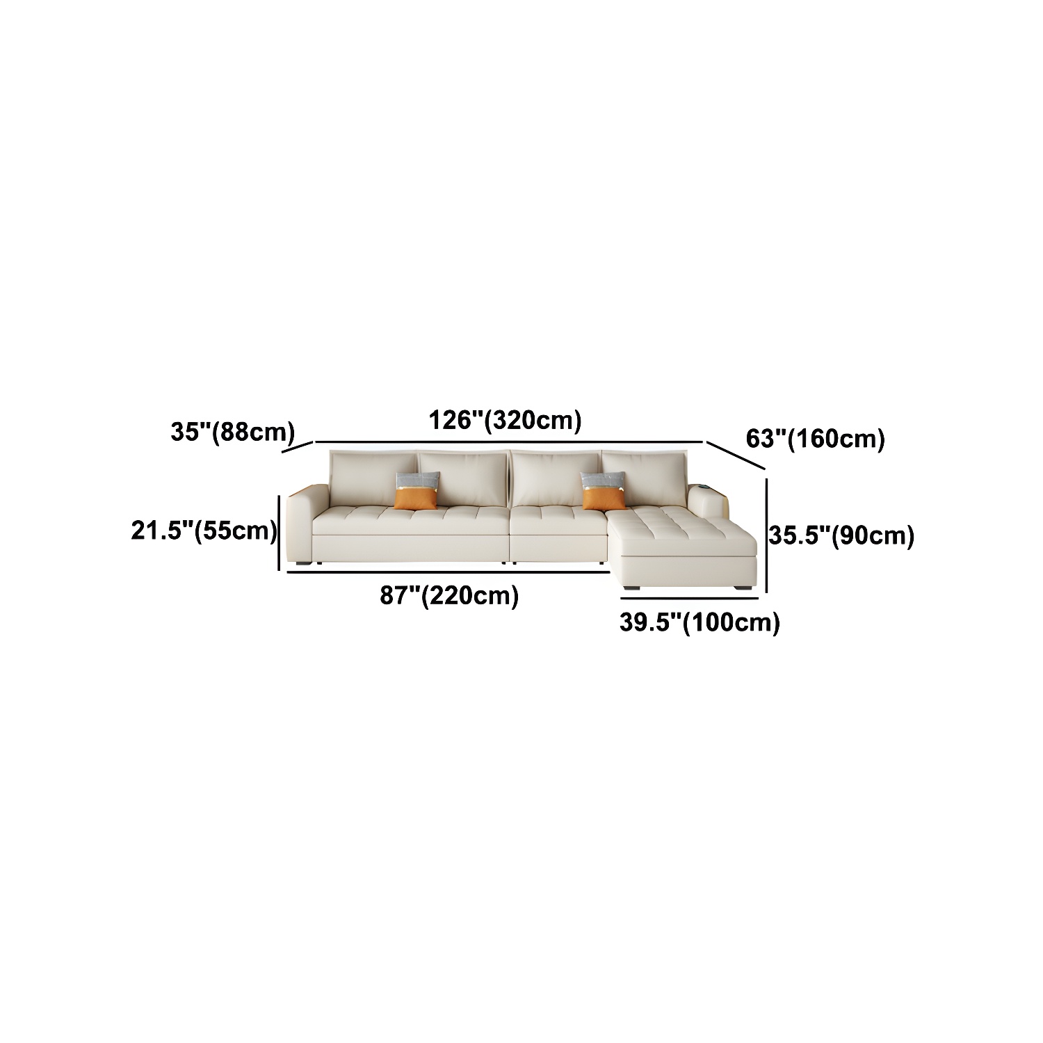 White Modern Sofa Bed with Storage USB Charging Convertible Sectional - image 17