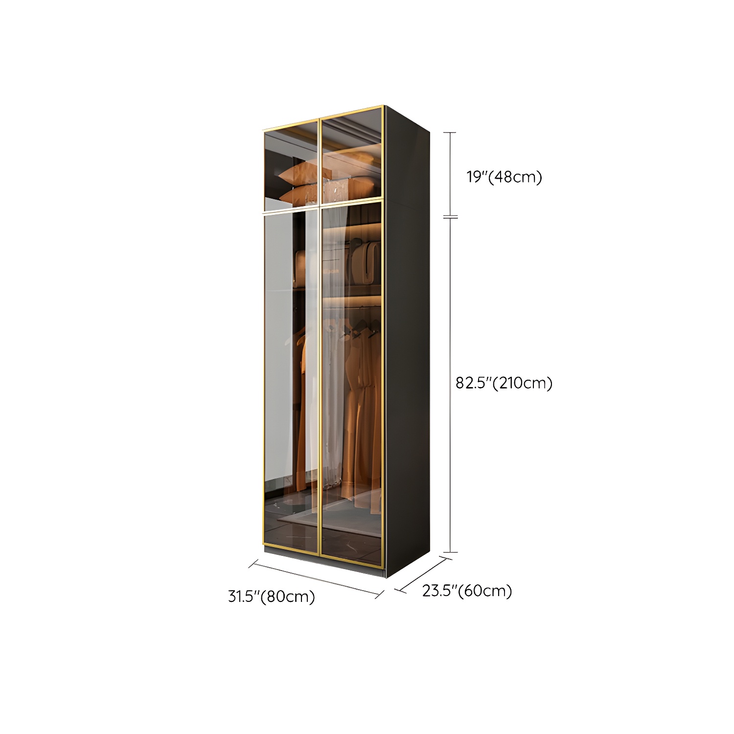 Modern Black Wood Wardrobe Armoire with Soft-Close Drawers & Clothing Rod - image 19