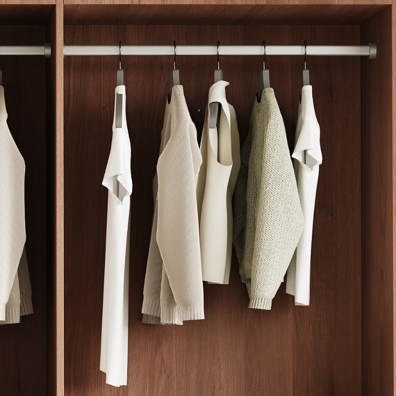 Acorn Minimalist Natural Wood Wardrobe Closet with Soft Close Drawer, Soft Close Door, Interior Shelves, and Clothing Rod